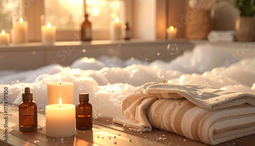 Relaxing Spa Bath with Candles