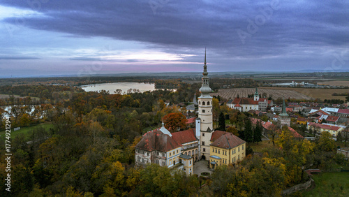 Tovacov czechia aerial view autumn