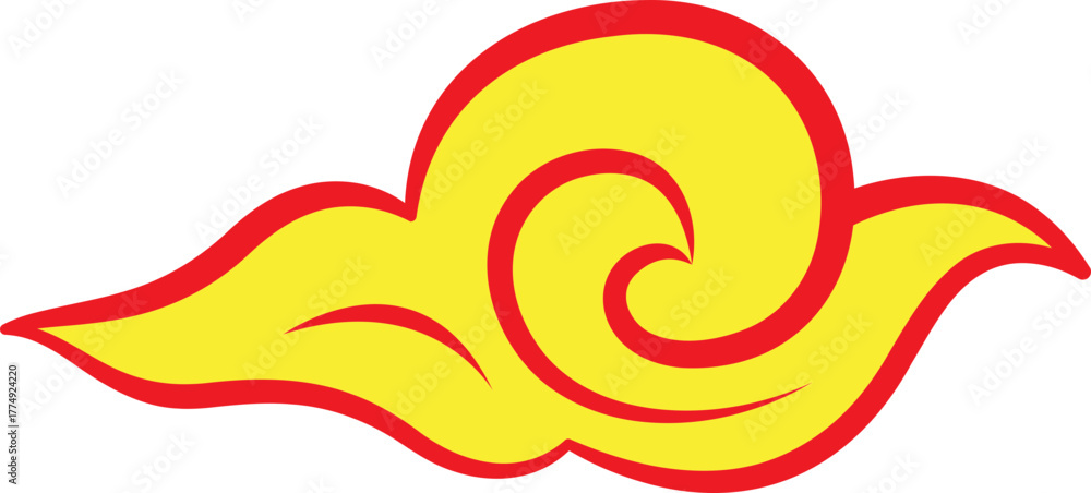 Obraz premium cloud sky golden asia china japan styls flat illustration design