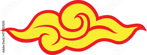 cloud sky yellow red asia china japan styls flat illustration design