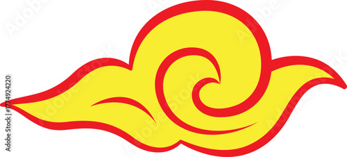 cloud sky golden asia china japan styls flat illustration design