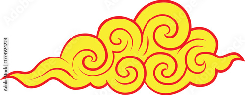 cloud sky golden asia china japan styls flat illustration design