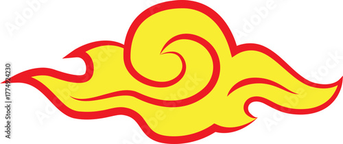 cloud sky golden asia china japan styls flat illustration design