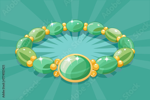 A beautiful jade bracelet with gold accents and sparkling gemstones beautifully showcased in natural sunlight, luxury jewelry design, gemstone accessories, and sophisticated fashion chic concept.