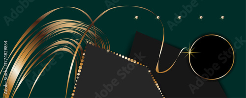 Christmas Festive, elegant, shiny gold design black background abstract shiny