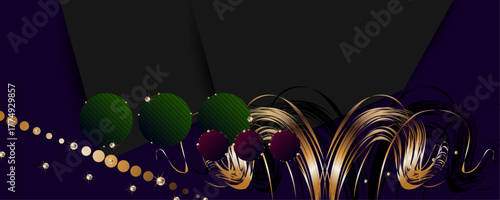 Christmas Festive, elegant, shiny gold design black background abstract shiny