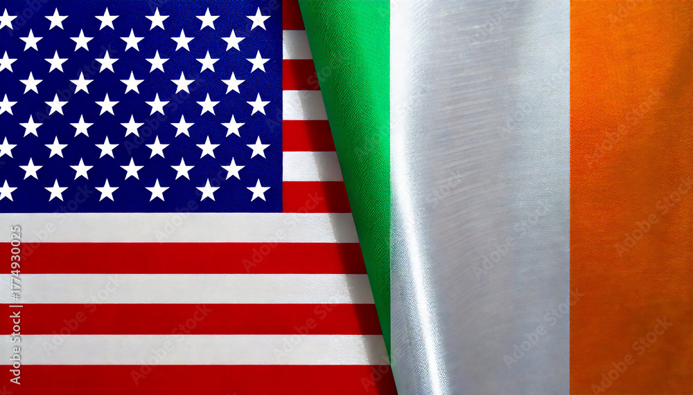 Fototapeta premium アメリカの国旗とアイルランドの国旗(USA Flag &Ireland flag.) 