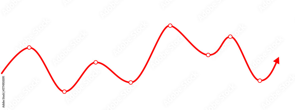 Naklejka premium Red downward arrow icon representing profit loss. Isolated vector illustration showing decline graph and negative financial trend