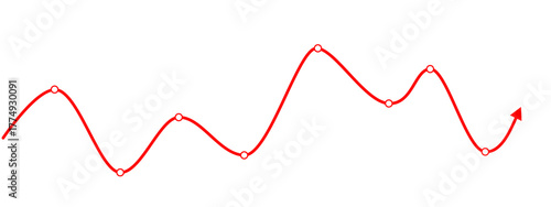 Red downward arrow icon representing profit loss. Isolated vector illustration showing decline graph and negative financial trend