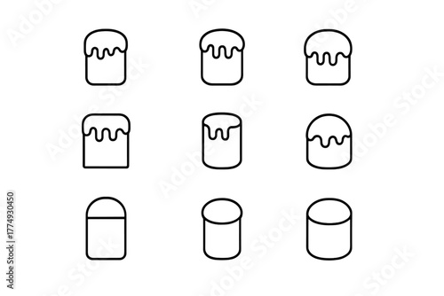 Nine colorful cupcake illustrations showcasing varying designs and frosting styles perfect for dessert lovers and baking enthusiasts