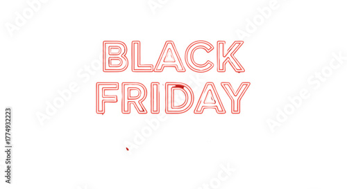 Vivid Black Friday neon signboard on a dark background, glowing neon text for advertisement and promotion in white and red colors, perfect for e-commerce, retail, and holiday sales campaigns