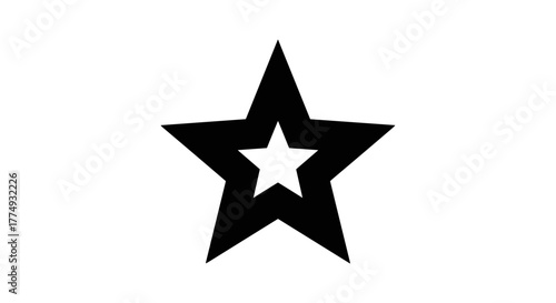 A striking black silhouette of a Christmas star icon, featuring a smaller star nested within its center, presented crisply on a clean white background, ideal for festive designs and holiday themes