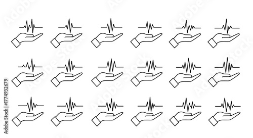 A vibrant and dynamic vector illustration depicts a stylized hand reaching out, superimposed with a pulsing cardiogram line, symbolizing health, care, and connection. This graphic is perfect for web