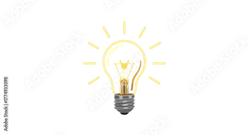 Illuminating idea concept: A glowing incandescent light bulb with radiating lines against a stark black background, symbolizing innovation, creativity, inspiration, and the birth of new concepts in
