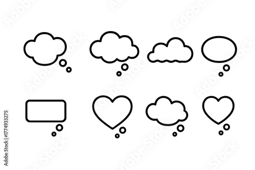 Various speech and thought bubble designs for creative projects and graphic design purposes