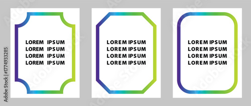 Three white Flayer Design with colorful gradient frames and placeholder text, arranged side by side.