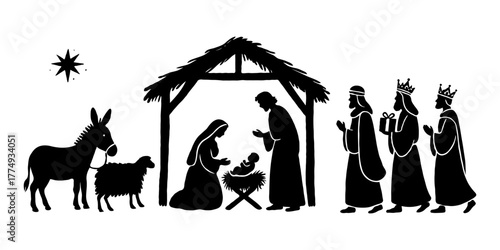 Two flying angel illustrations in classic ink style, one as silhouette in black square, another detailed on white background, symbolizing peace