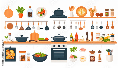Step-by-Step Meal Prep Vector Infographic in Warm Tones