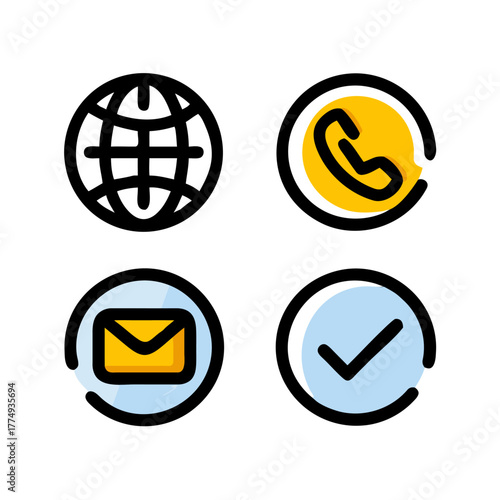 Contact and Confirmation Line Color Icons Set