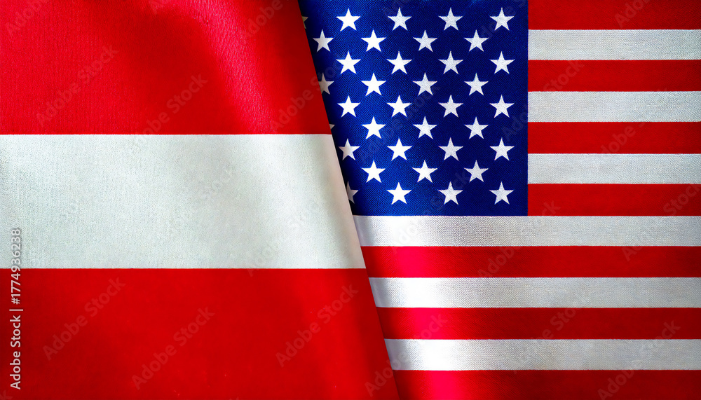 Obraz premium アメリカの国旗とオーストリアの国旗(USA Flag &Austria flag.) 