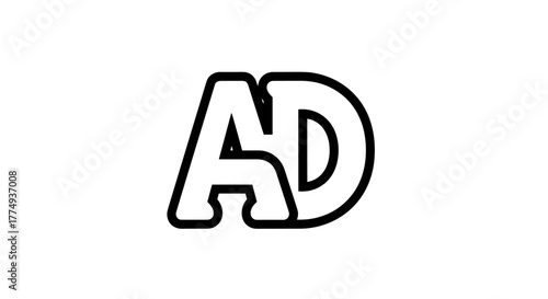 Dynamic and modern monogram logo design featuring the letters 'A' and 'D' intertwined in a bold, stylized manner, perfect for branding and identity projects, presented as a clean vector illustration