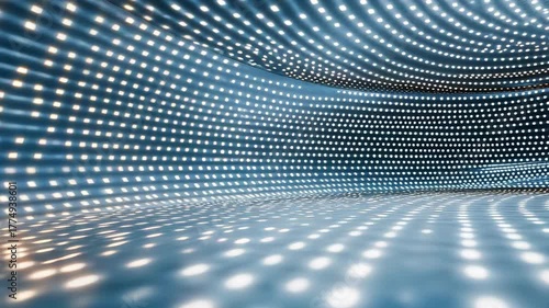 Illuminated Background with Glowing Dots and Wave Pattern Creating Dynamic Visual Effects