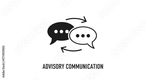 Outline icons representing business strategy, advisory communication, analysis, planning, coaching, support, client service, and collaboration, symbolizing effective teamwork and global business