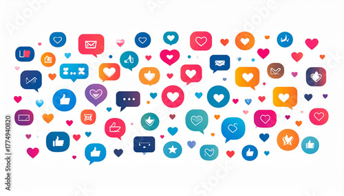 Bright Gradient Flat Icons for Social Media Actions