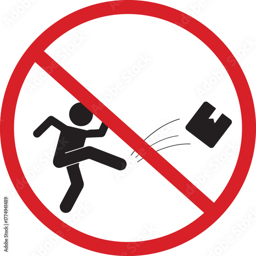 Do Not Kick The Box Warning Sign Vector Icon