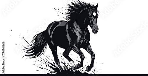Strong horse. Horse silhouette vector illustration. EPS version.