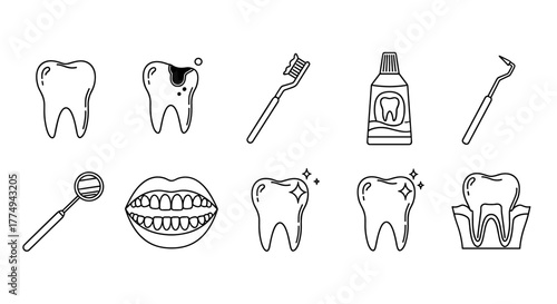 A vibrant and clear vector cartoon illustration of a set of human teeth, isolated on a clean white background, symbolizing dental health, oral hygiene, and medical concepts. This versatile graphic is