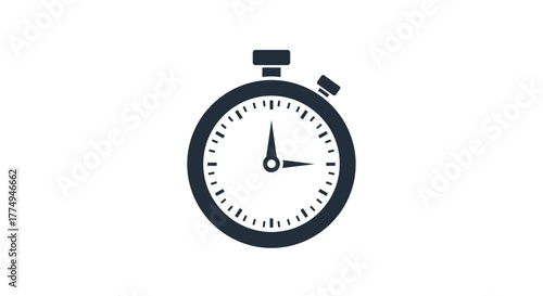 Stopwatch icon, representing time, speed, and efficiency, perfect for infographics, articles, books, flyers, and banners, rendered in a clean, modern vector cartoon illustration style with editable