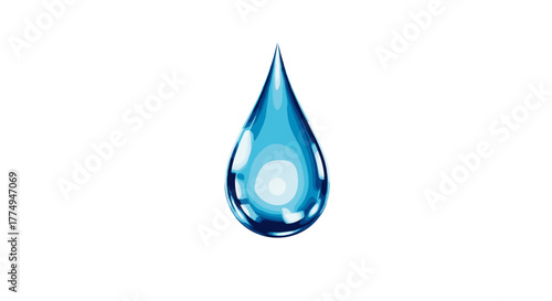 Vivid blue water drop icon, symbolizing purity, hydration, and refreshment, perfect for environmental, health, and lifestyle themes. This clean, modern graphic represents liquid, moisture, and