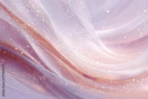 Soft pastel waves blended with shimmering glitter particles and sparkling highlights representing minimal elegance, perfect for event graphics and feminine branding concepts