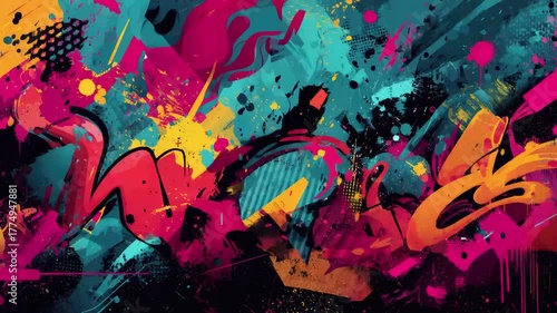 Trendy graffiti brush textures with Neon Colors overlay or background. High quality 4k footage