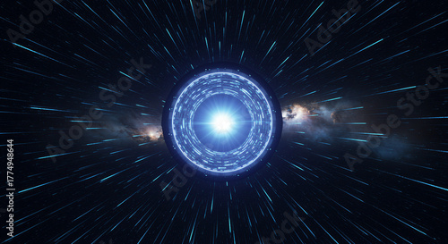 Futuristic space-time tunnel for technology presentation and sci-fi video background