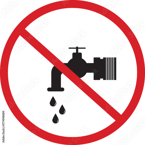 Water conservation symbol, do not waste water sign