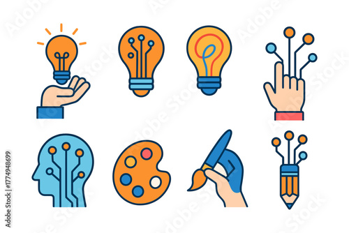 Creative innovation icons: technology meets art in modern design