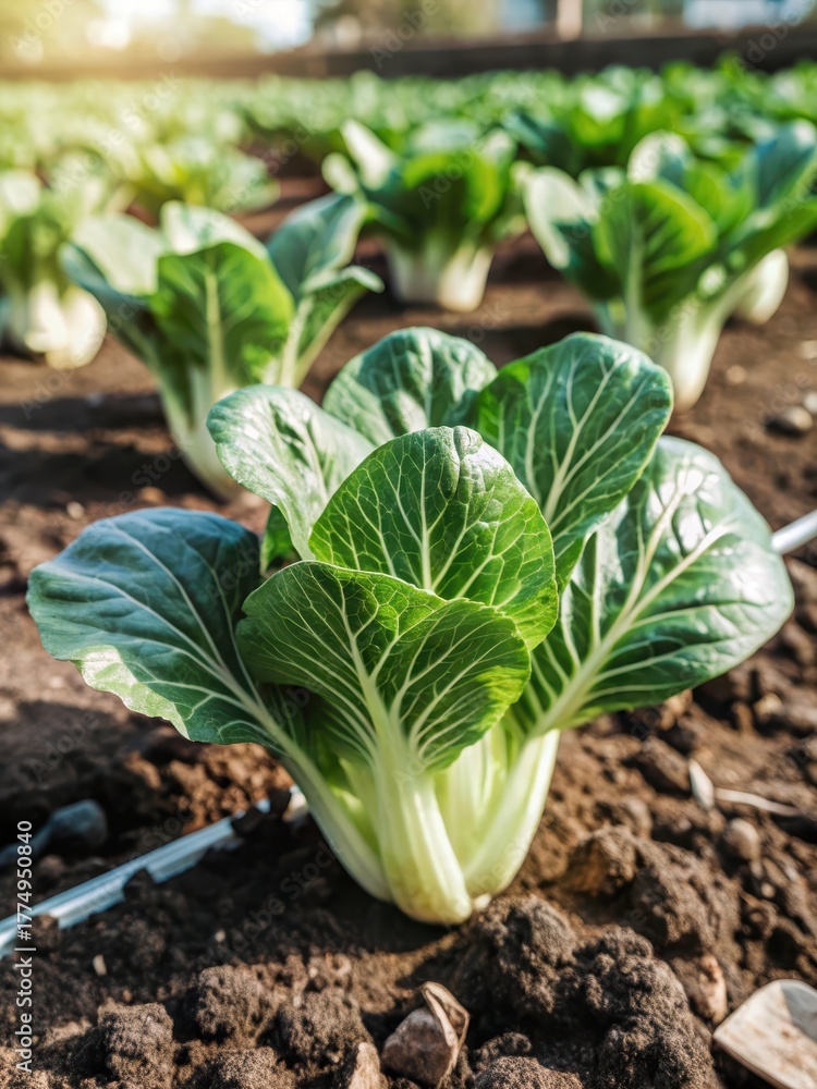 custom made wallpaper toronto digitalChinese cabbage growing in the ground with multiple plants