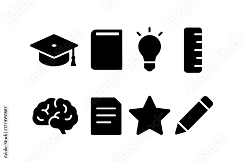 Silhouette icons of education and creativity elements for school projects