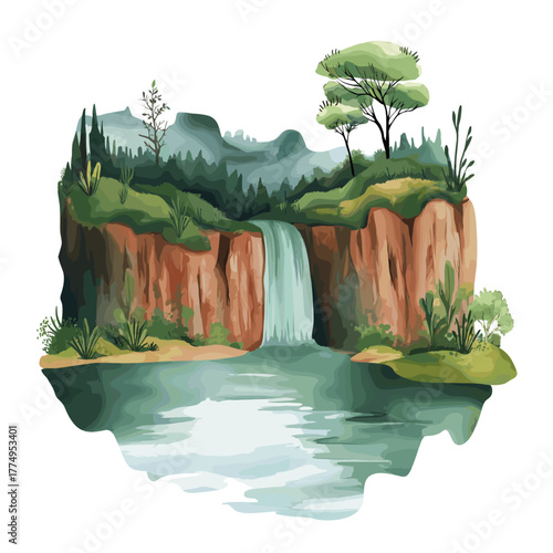 Nacunday National Park. Nacunday National Park hand drawn watercolor illustration