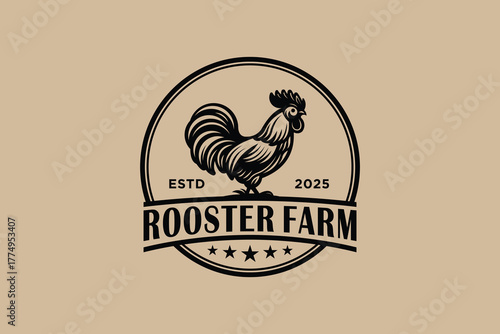 Classic Chicken Farm Logo Vector Illustration.