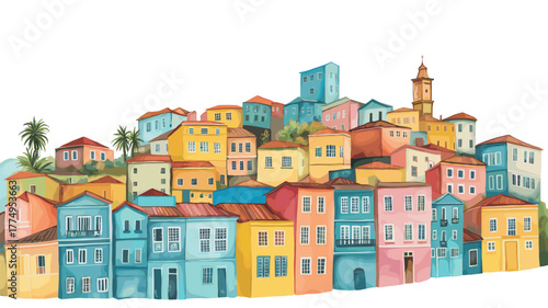 Valparaiso. Valparaiso hand drawn watercolor illustration