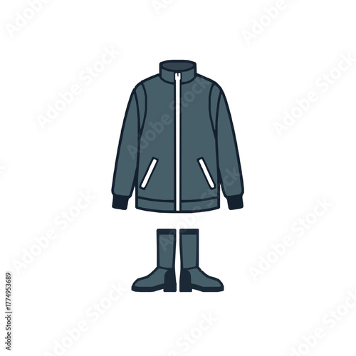 Waterproof jacket with rain boots, get ready for the wet weather in style