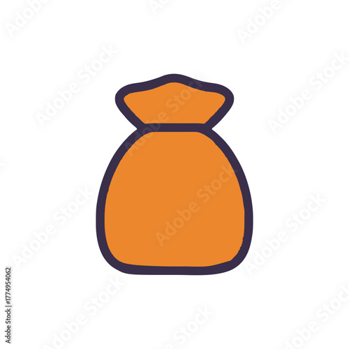 Orange moneybag illustration for financial security, investment, and wealth design