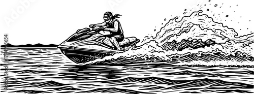 Jet Ski | Minimalist and Simple Silhouette - Vector illustration
