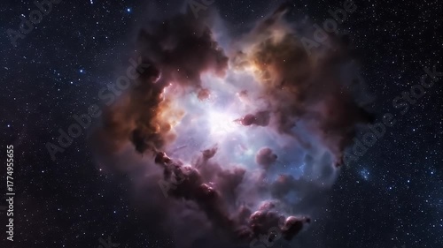 Wallpaper Mural Vibrant Cosmic Nebula with Swirling Gas Clouds and Distant Stars in Deep Space Exploration 3D Render with Galactic Ambiance and Celestial Wonders Torontodigital.ca