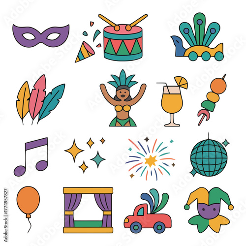 Celebration Symbols: An array of vibrant and festive symbols evokes a sense of joy and the spirit of celebration. A kaleidoscope of colors and forms capture the essence of merriment and revelry.