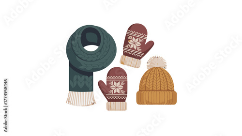 A collection of winter clothing items to keep one warm and cozy.