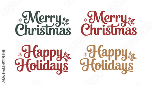 Festive holiday greetings in various styles.
